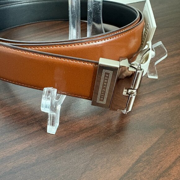 Perry Ellis Men's Reversible Belt Brown/Black Silver Hardware Size 44 New - Picture 8 of 8